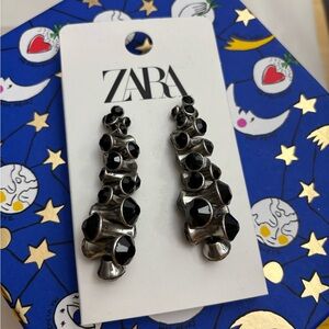 New Zara Black and Silver Geometric Earrings